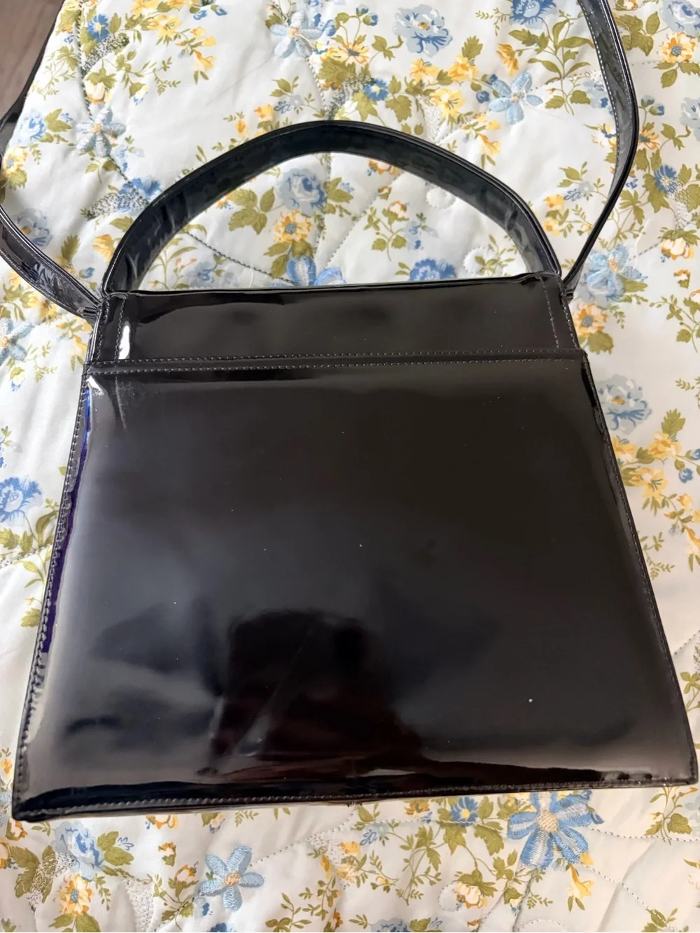 Vintage Rangoni of Florence Black patent leather structured crossbody